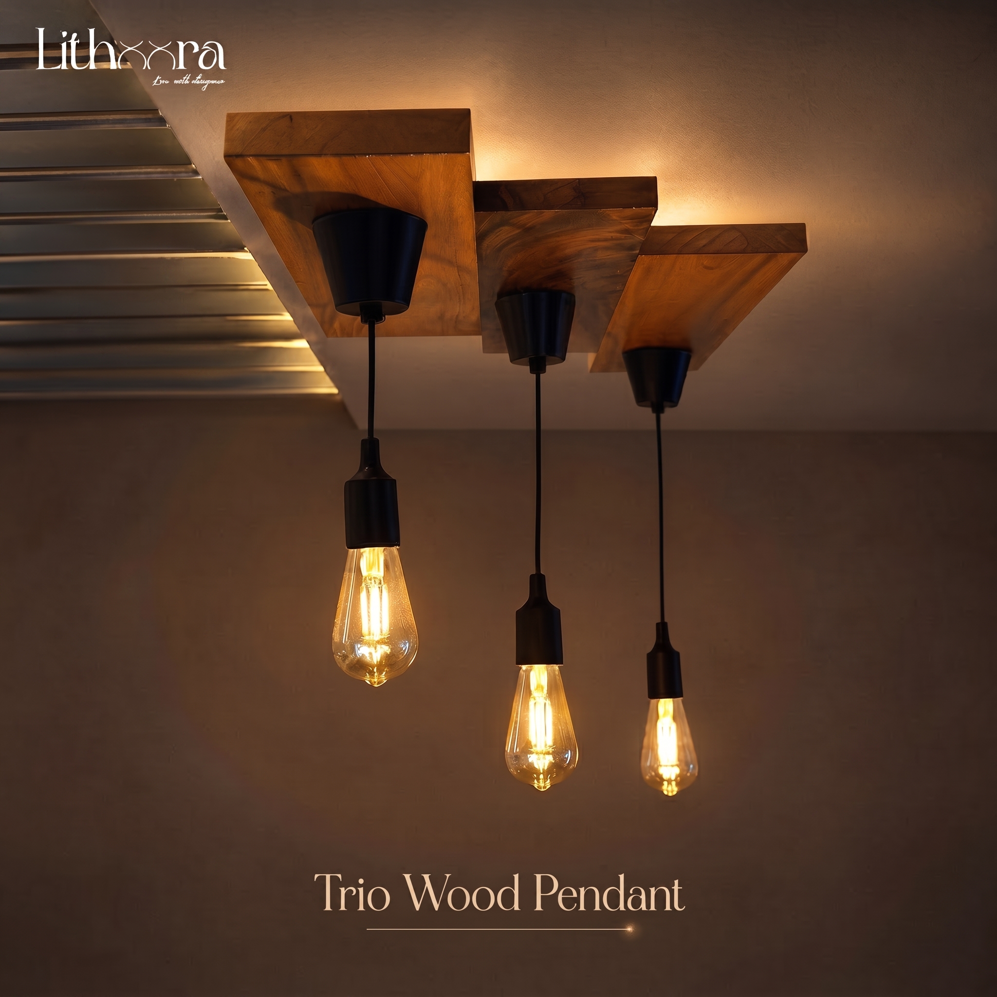 Trio Wood Pendant