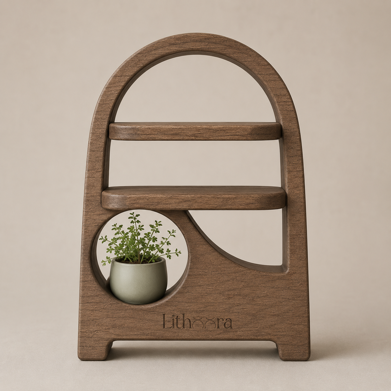 Arch Wood Plant Shelf